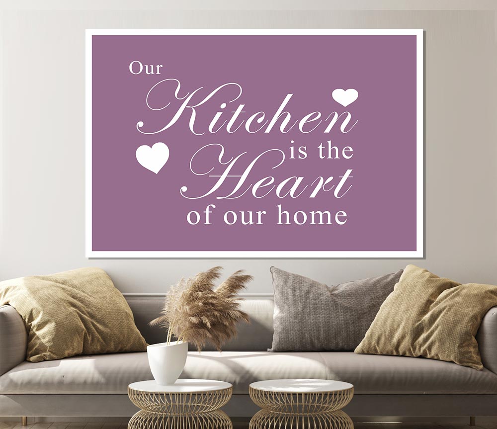 Kitchen Quote Our Kitchen Is The Heart Dusty Pink Print Poster Wall Art