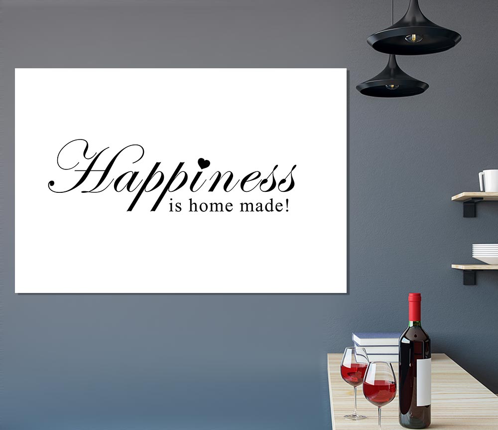 Home Quote Happiness Is Home Made White Print Poster Wall Art