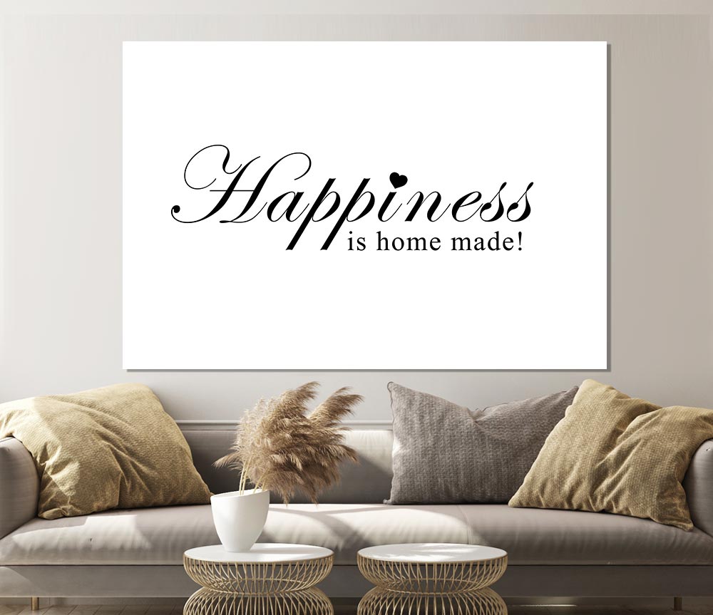 Home Quote Happiness Is Home Made White Print Poster Wall Art