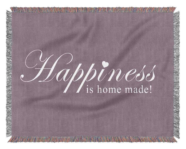 Home Quote Happiness Is Home Made Dusty Pink Woven Blanket