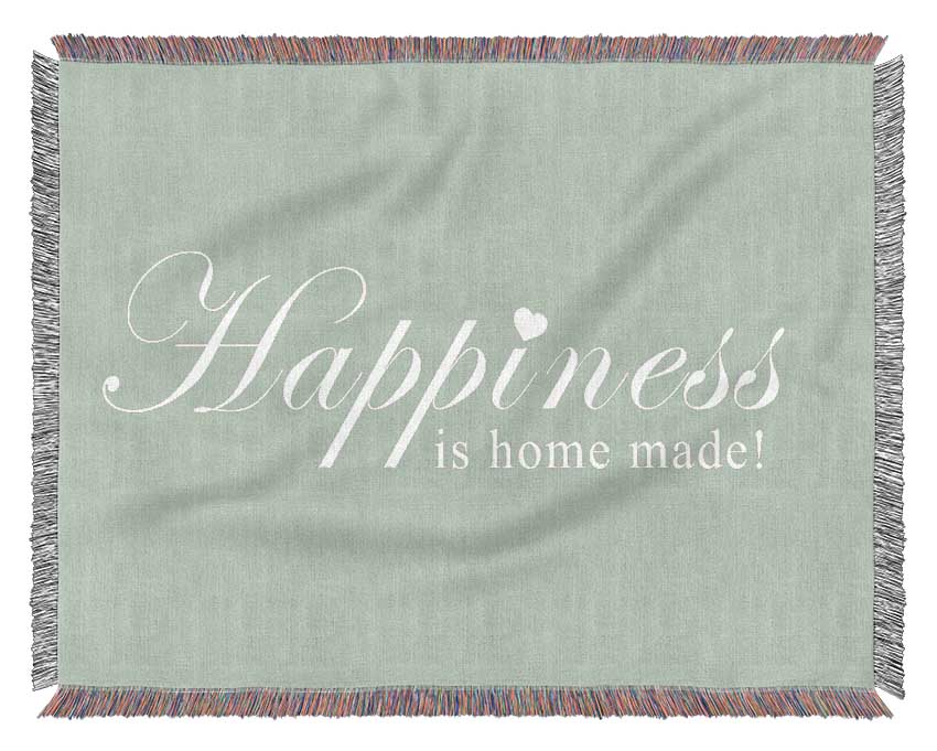 Home Quote Happiness Is Home Made Beige Woven Blanket