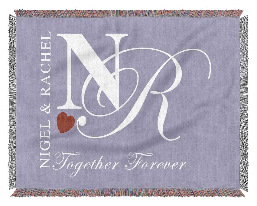 Your Names And Initials Together Forever Lilac Woven Blanket