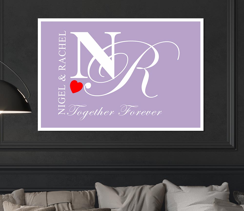 Your Names And Initials Together Forever Lilac Print Poster Wall Art