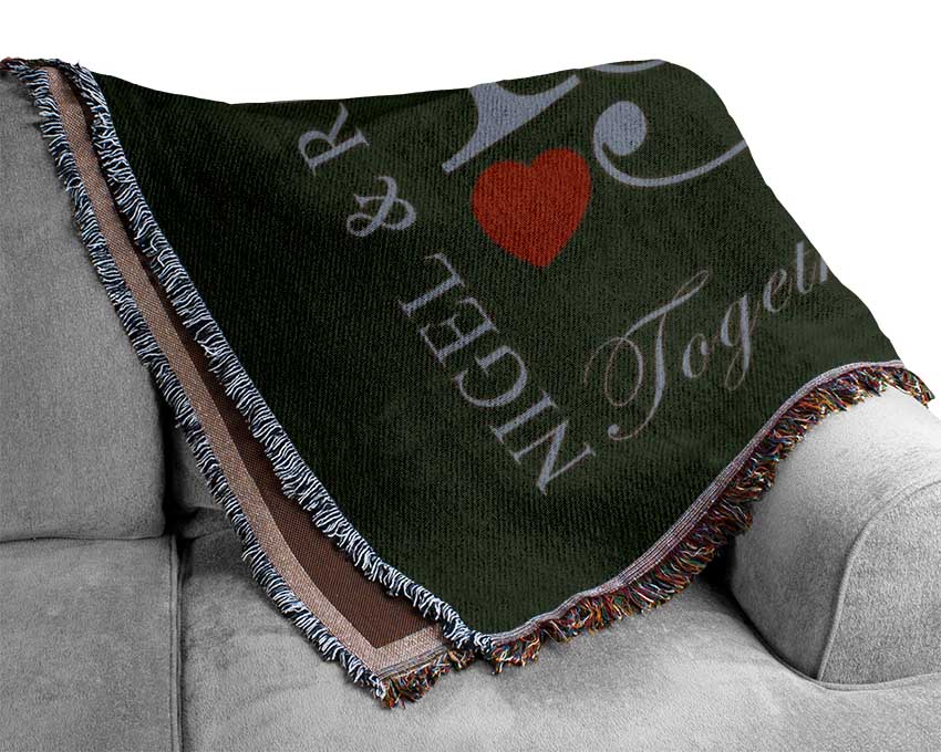 Your Names And Initials Together Forever Chocolate Woven Blanket