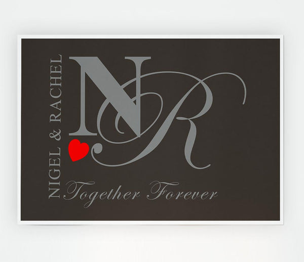 Your Names And Initials Together Forever Chocolate Print Poster Wall Art