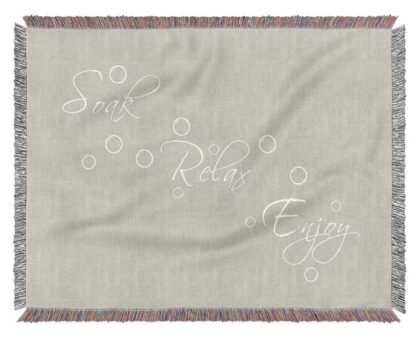 Bathroom Quote Soak Relax Enjoy Pink Woven Blanket