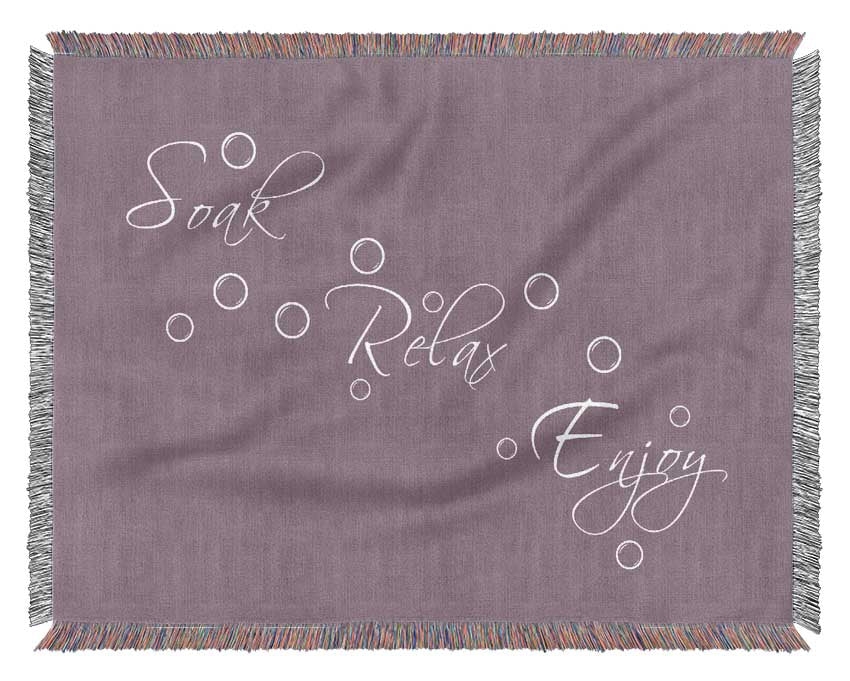 Bathroom Quote Soak Relax Enjoy Dusty Pink Woven Blanket