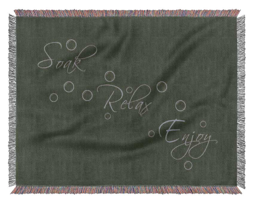 Bathroom Quote Soak Relax Enjoy Chocolate Woven Blanket