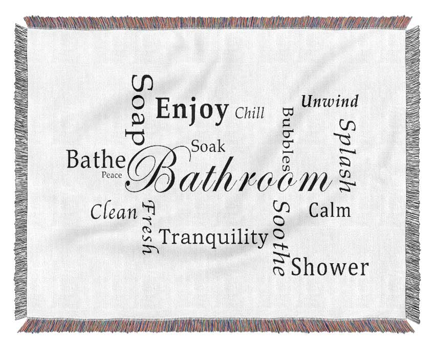 Bathroom Quote Bathroom Tranquility White Woven Blanket