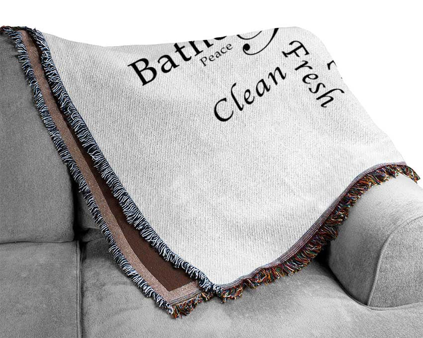 Bathroom Quote Bathroom Tranquility White Woven Blanket