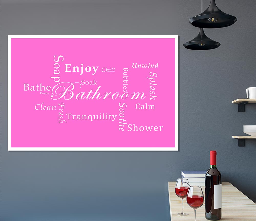 Bathroom Quote Bathroom Tranquility Vivid Pink Print Poster Wall Art