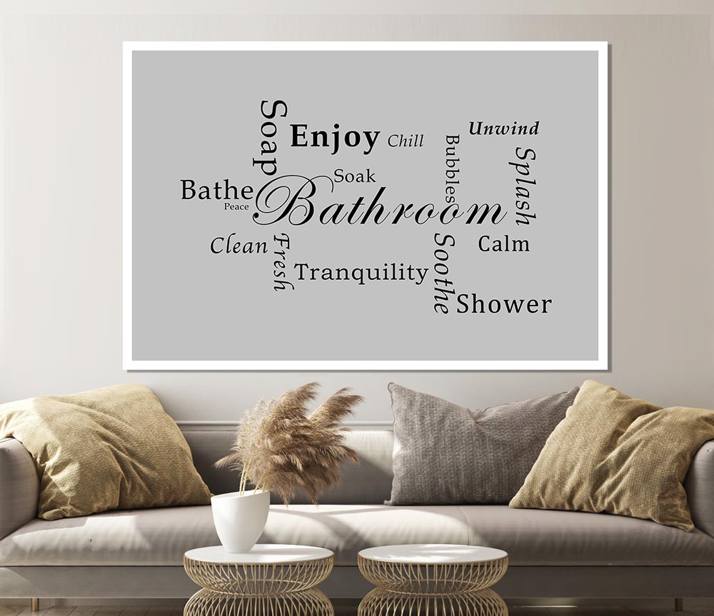 Bathroom Quote Bathroom Tranquility Grey Print Poster Wall Art