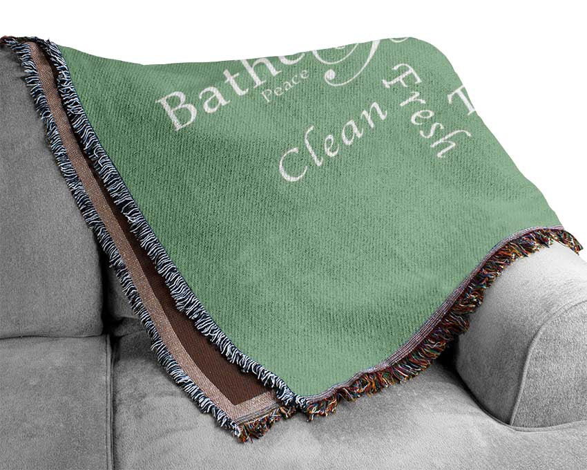 Bathroom Quote Bathroom Tranquility Green Woven Blanket