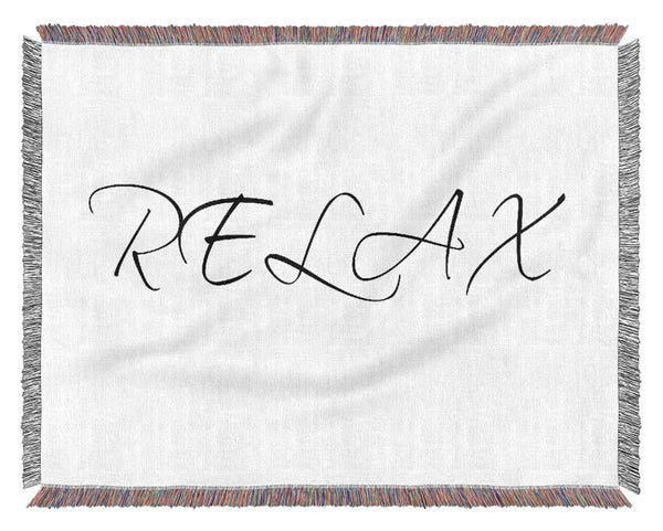 Bathroom Quote Relax White Woven Blanket