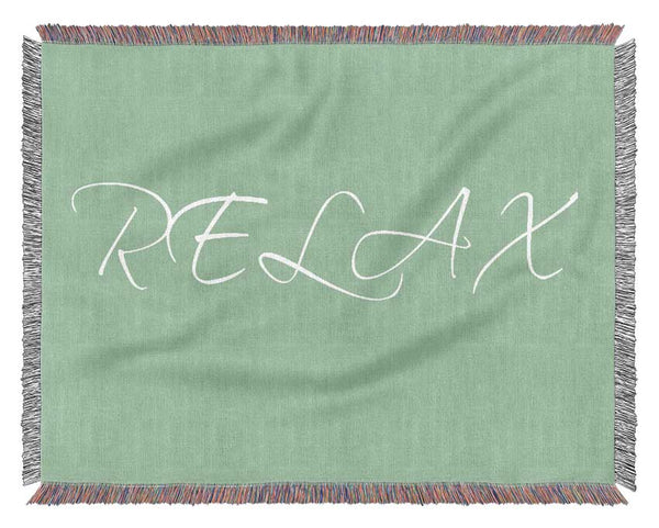 Bathroom Quote Relax Green Woven Blanket