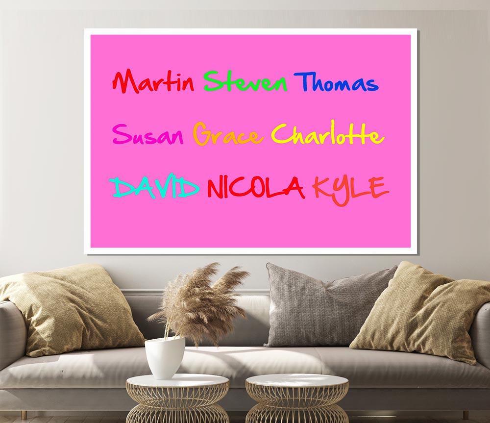 Girls Room Quote Your Name In A Choice Of Colours Vivid Pink Print Poster Wall Art