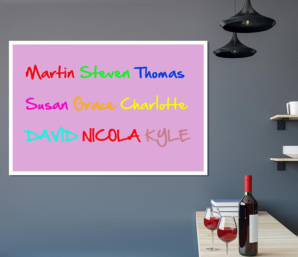 Your Name In A Choice Of Colours Pink Print Poster Wall Art