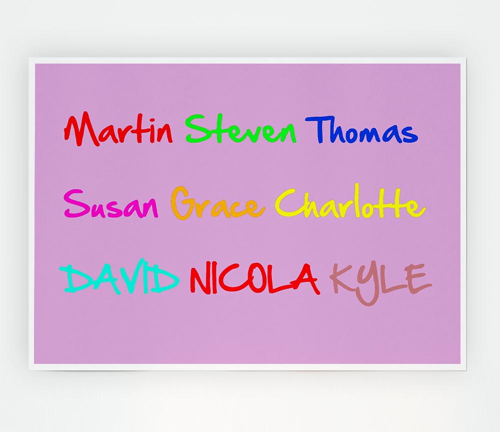 Your Name In A Choice Of Colours Pink Print Poster Wall Art