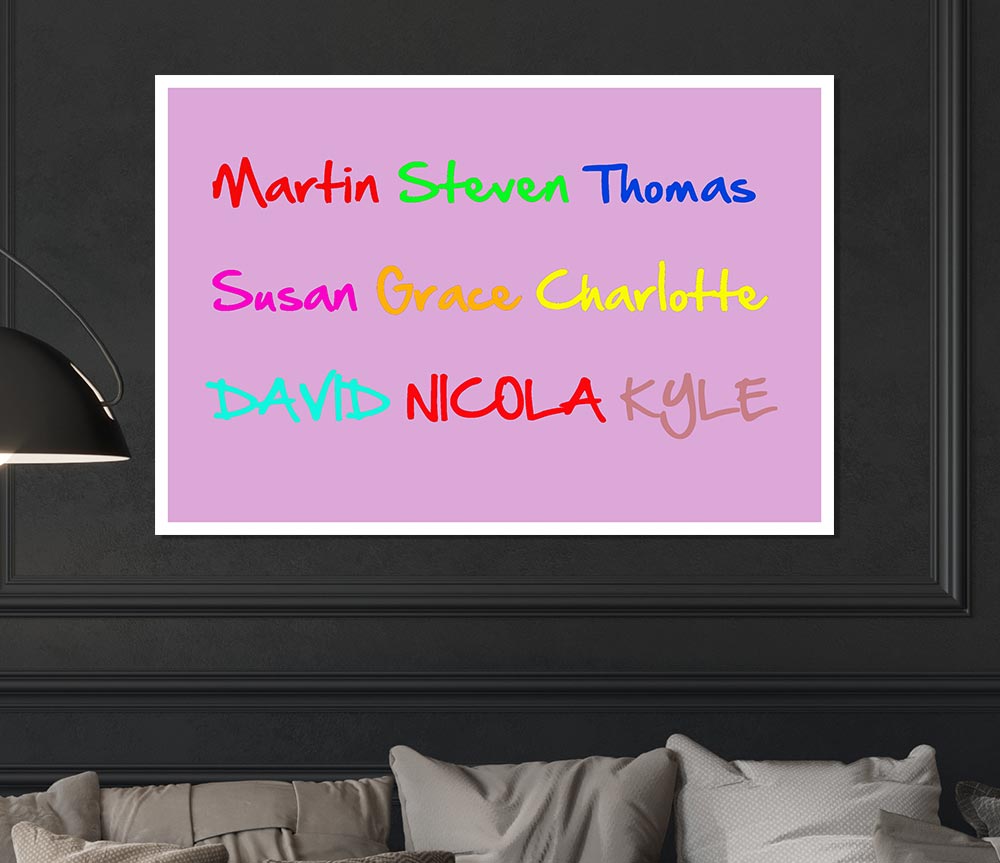 Your Name In A Choice Of Colours Pink Print Poster Wall Art