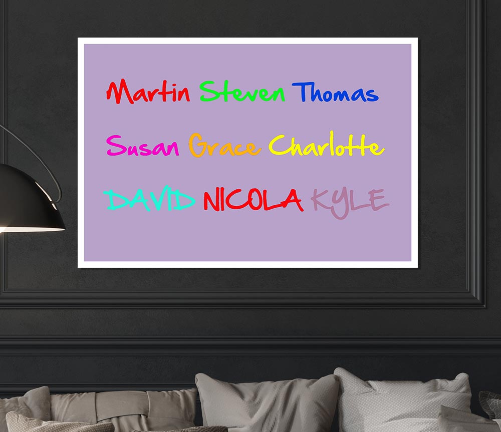 Your Name In A Choice Of Colours Lilac Print Poster Wall Art