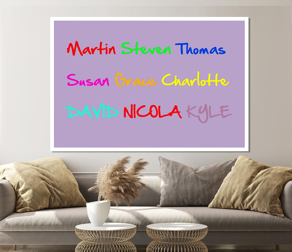 Your Name In A Choice Of Colours Lilac Print Poster Wall Art