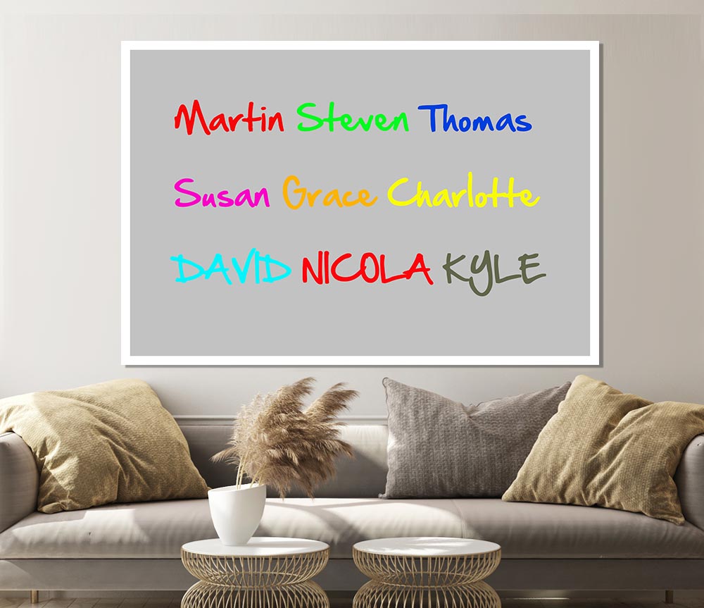 Your Name In A Choice Of Colours Grey Print Poster Wall Art