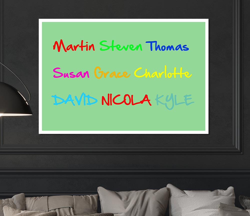 Your Name In A Choice Of Colours Green Print Poster Wall Art