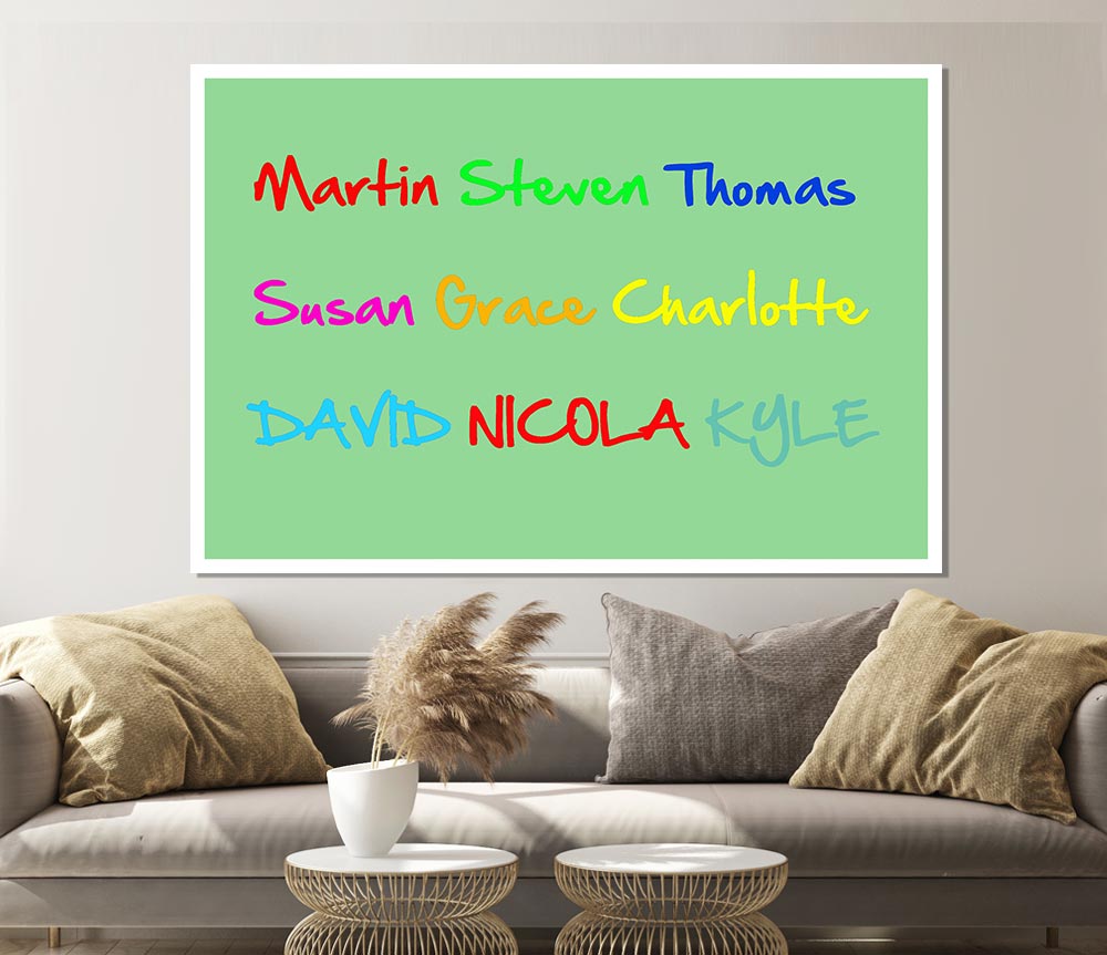 Your Name In A Choice Of Colours Green Print Poster Wall Art