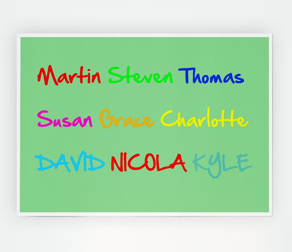 Your Name In A Choice Of Colours Green Print Poster Wall Art