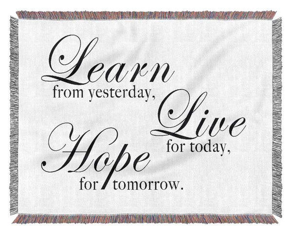 Home Quote Learn Live Hope White Woven Blanket