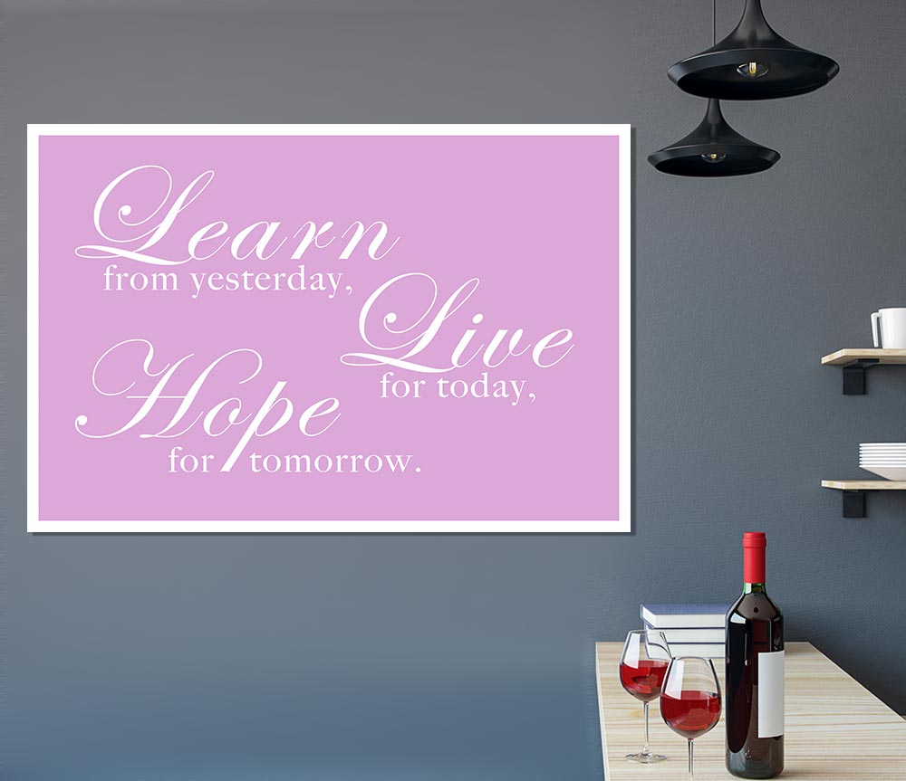 Home Quote Learn Live Hope Pink Print Poster Wall Art