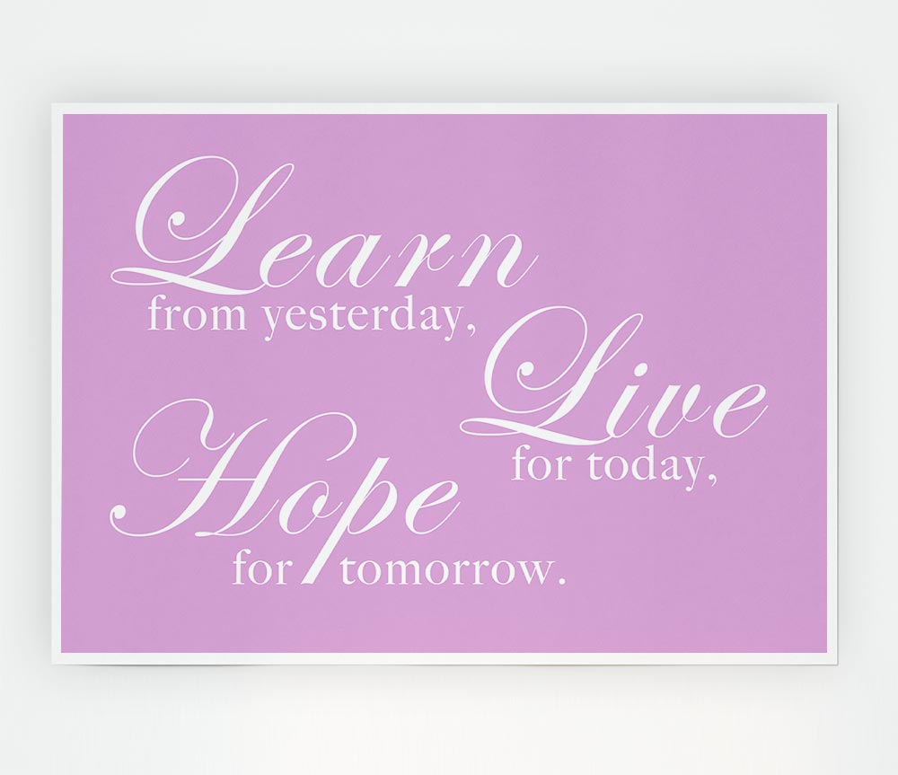 Home Quote Learn Live Hope Pink Print Poster Wall Art