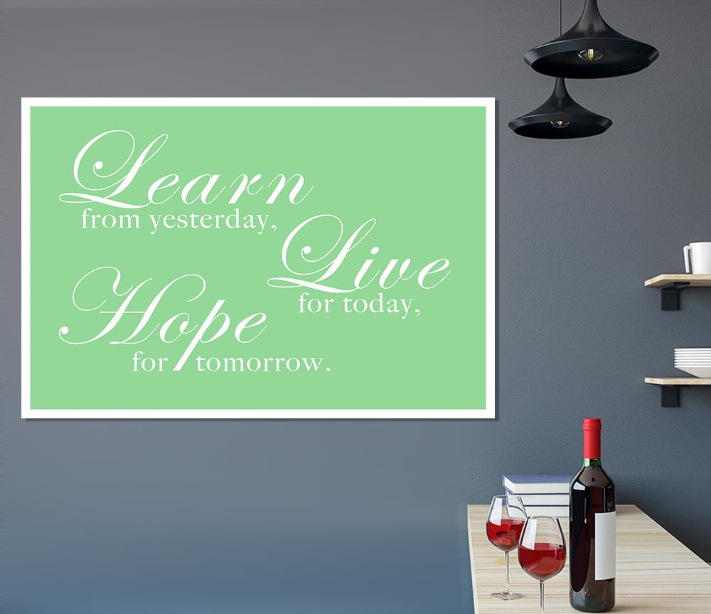 Home Quote Learn Live Hope Green Print Poster Wall Art