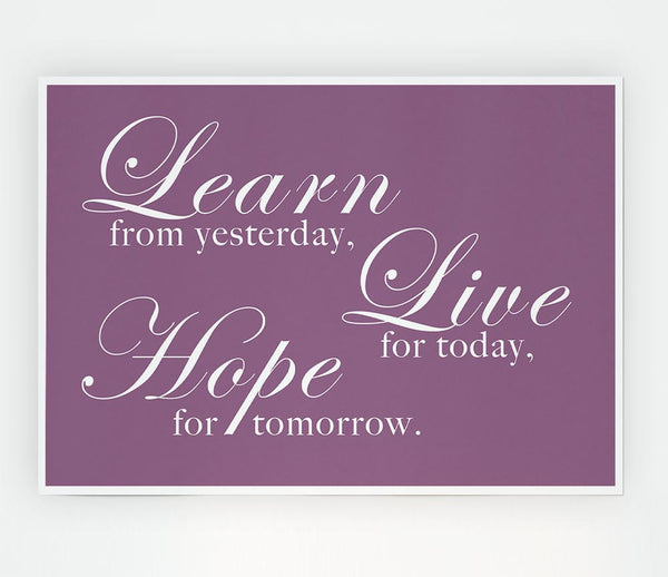 Learn Live Hope Dusty Pink Print Poster Wall Art