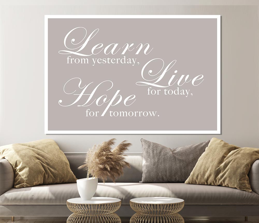 Learn Live Hope Beige Print Poster Wall Art