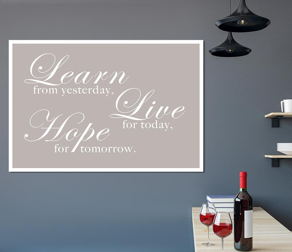 Learn Live Hope Beige Print Poster Wall Art