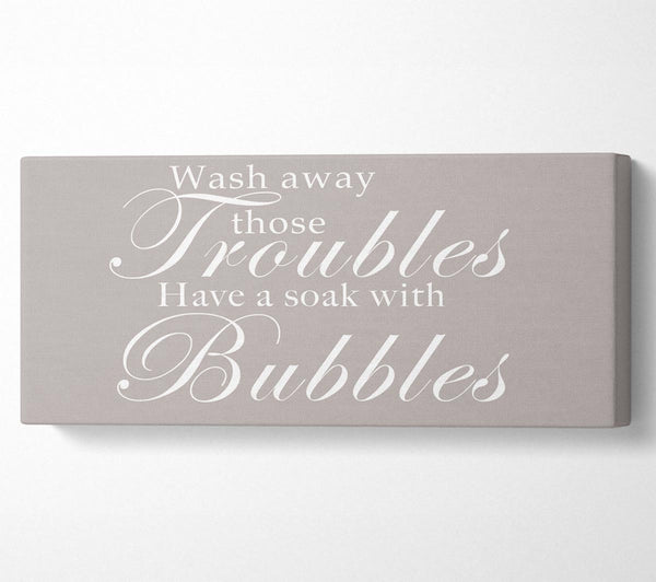 Bathroom Quote Wash Away Those Troubles Beige