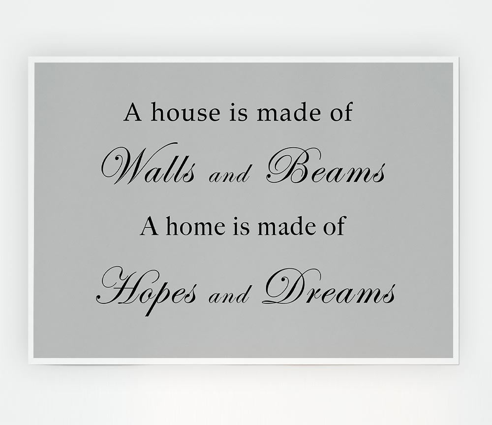 Home Quote Walls N Beams Hopes N Dreams Grey Print Poster Wall Art