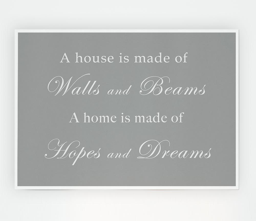 Home Quote Walls N Beams Hopes N Dreams Grey White Print Poster Wall Art