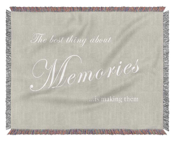 Family Quote The Best Thing About Memories Pink Woven Blanket