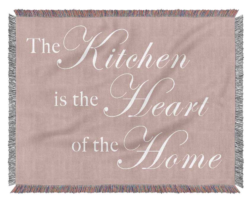 Kitchen Quote The Kitchen Is The Heart Of The Home Vivid Pink Woven Blanket