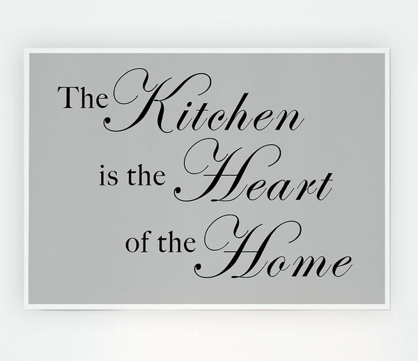 Kitchen Quote The Kitchen Is The Heart Of The Home Grey Print Poster Wall Art