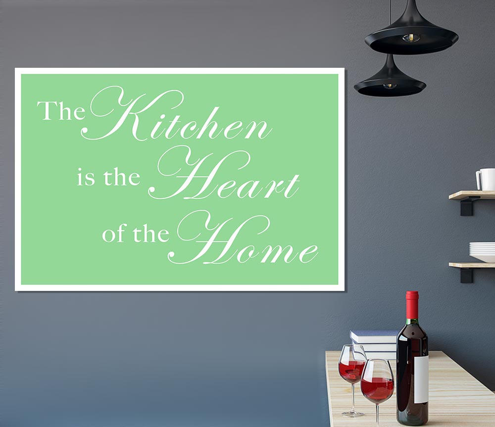 Kitchen Quote The Kitchen Is The Heart Of The Home Green Print Poster Wall Art