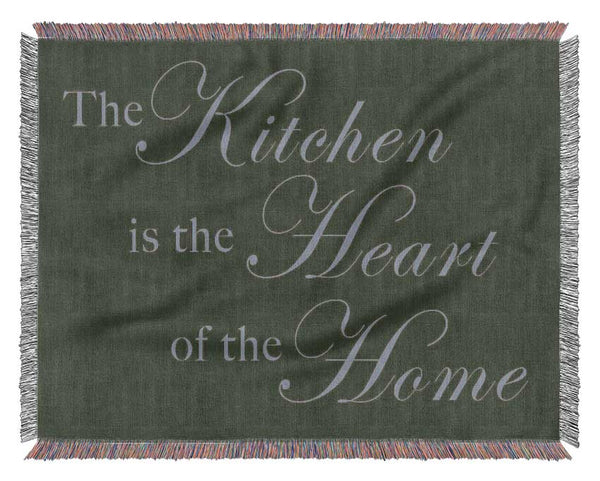 Kitchen Quote The Kitchen Is The Heart Of The Home Chocolate Woven Blanket