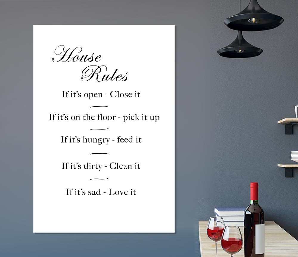 House Rules 2 White Print Poster Wall Art