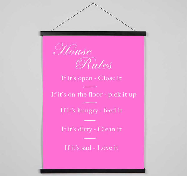 House Rules 2 Vivid Pink Hanging Poster - Wallart-Direct UK