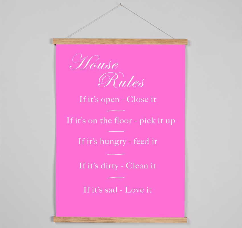 House Rules 2 Vivid Pink Hanging Poster - Wallart-Direct UK