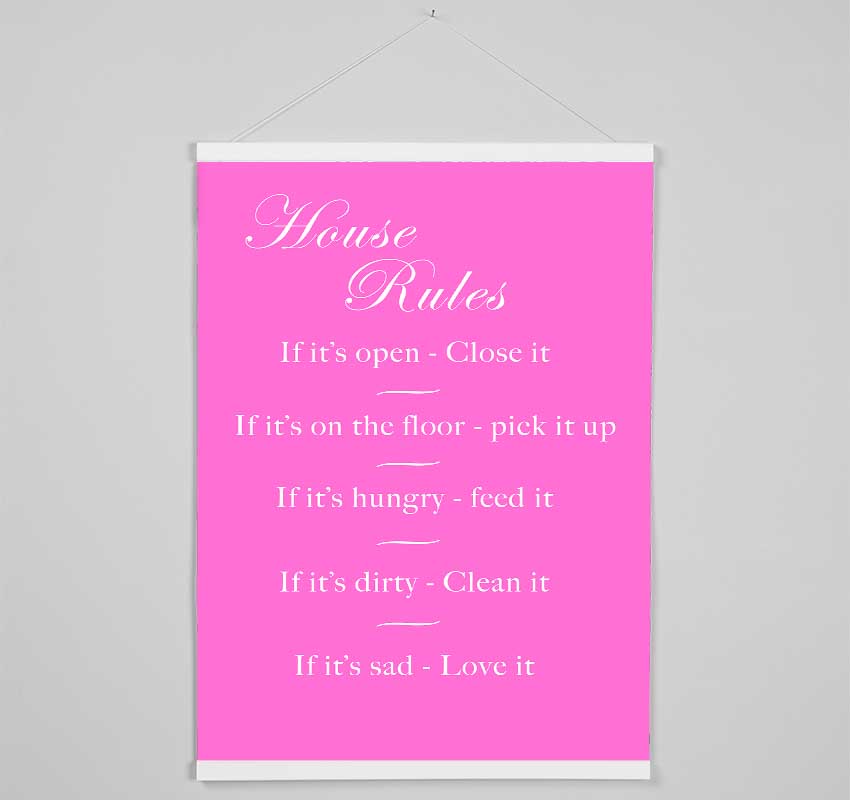 House Rules 2 Vivid Pink Hanging Poster - Wallart-Direct UK