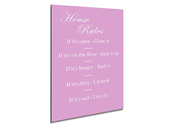 Family Quote House Rules 2 Pink