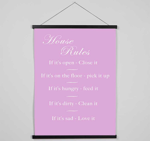 Family Quote House Rules 2 Pink Hanging Poster - Wallart-Direct UK